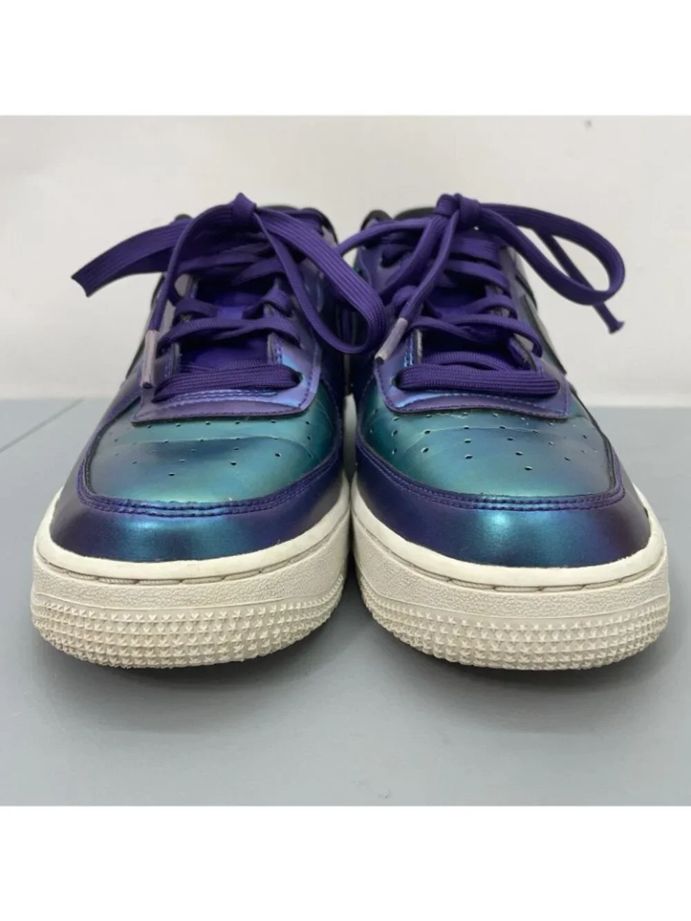 Nike AF1 Air Force 1 Low LV8 GS Sneakers Athletic Purple Neptune Green Kids 7